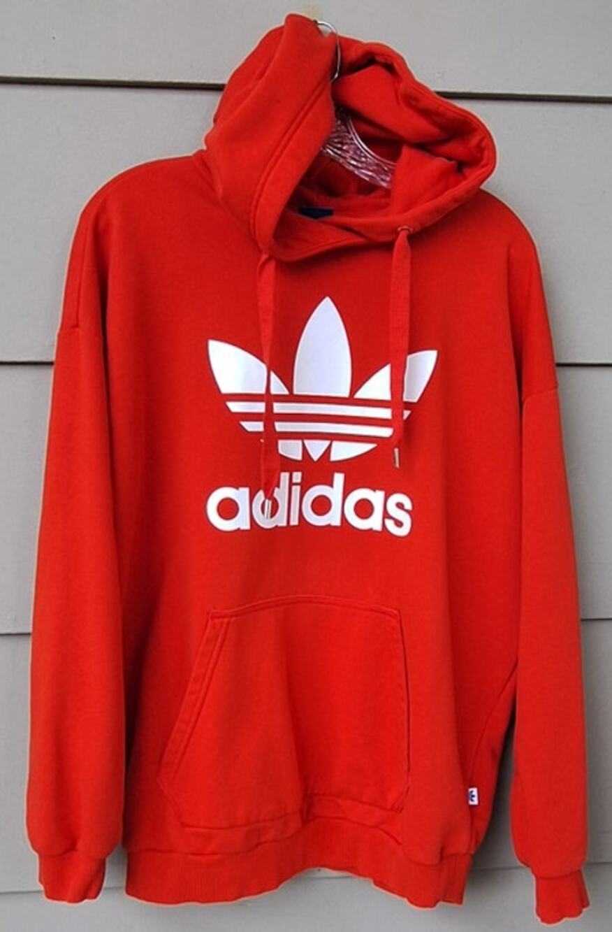 Adidas Originals Men's Coral Red Hoodie Sweatshirt Kangaroo Pockets Size M
